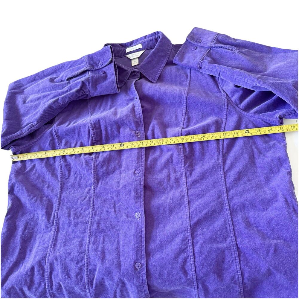 Women's Vtg Y2K Purple Cord Corduroy Shacket Shirt Jacket 3X Cotton Stretch - Picture 16 of 16